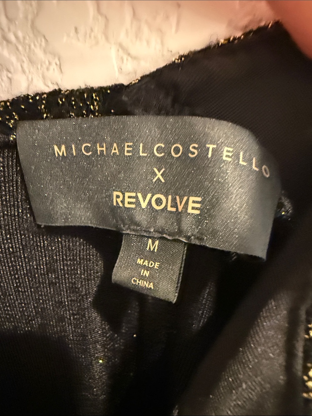 Michael Costello Metallic Gold Halter Maxi Dress with Side Slit - Picture 3 of 6
